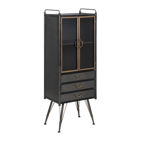 Iš metalo vitrina juodos spalvos 58x150 cm Brick – Ixia