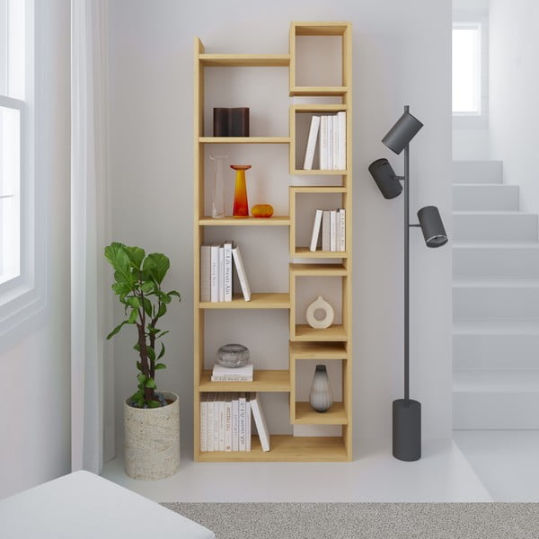 Knygų spinta  baltos spalvos/natūralios spalvos iš ąžuolo 60x168,5 cm Eladi – Marckeric-image-4