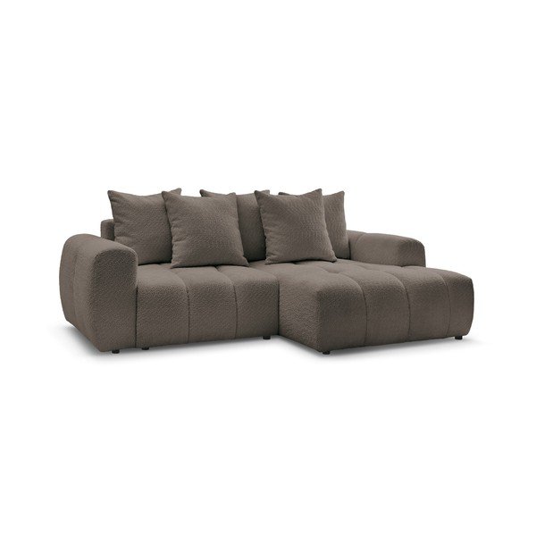 Rudos spalvos sulankstoma/su sandėliavimo vieta kampinė sofa iš boucle (su dešiniuoju kampu/su gultu) Roxelane – Bobochic Paris