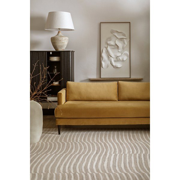 Pilkai smėlinės spalvos iš vilnos kilimas 133x190 cm Agnus Tides – Agnella-image-1
