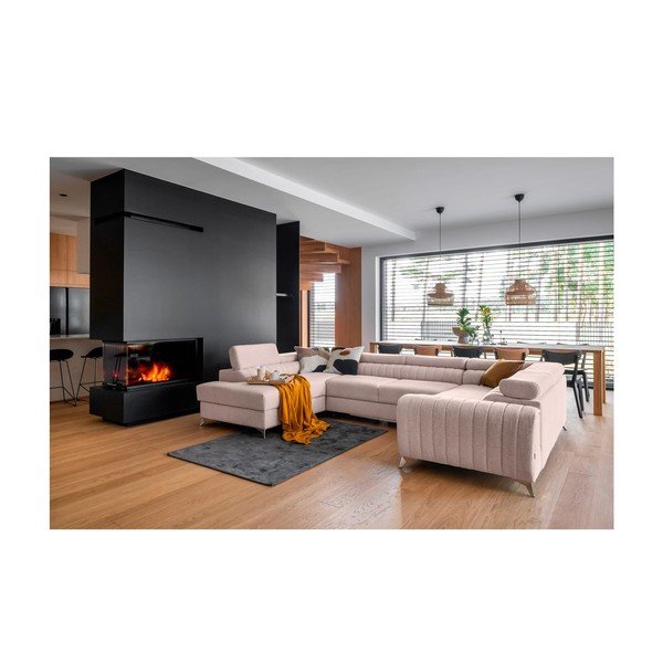 Rožinės spalvos sulankstoma/su sandėliavimo vieta kampinė sofa (su kairiuoju kampu/„U“ formos) Louis – ELTAP-image-1