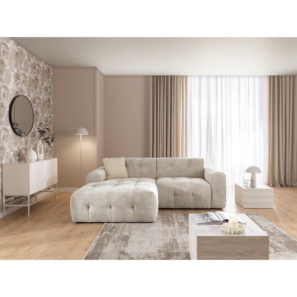 Smėlio spalvos kampinė sofa (su kairiuoju kampu/su gultu) Melva – Ropez-image-3