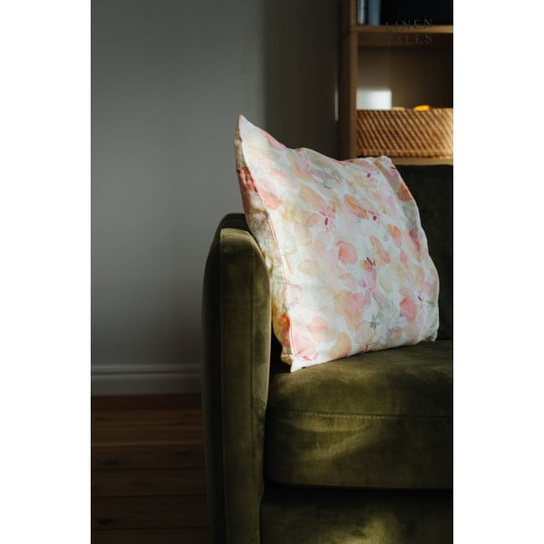 Iš lino dekoratyvinis pagalvės užvalkalas 40x40 cm Floral – Linen Tales-image-2