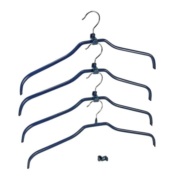 4 mėlynos spalvos neslystančių drabužių pakabų rinkinys Wenko Hanger Slim-image-1