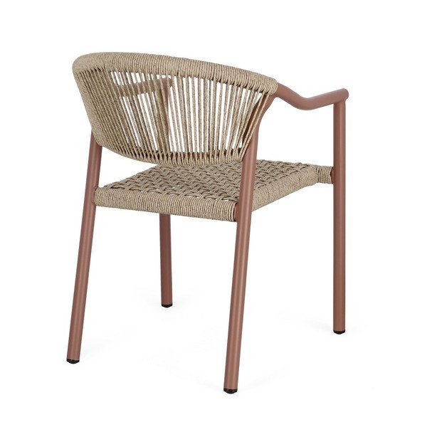 Raudonos spalvos/natūralios spalvos metalinė sodo kėdė Canarias – Bizzotto-image-4