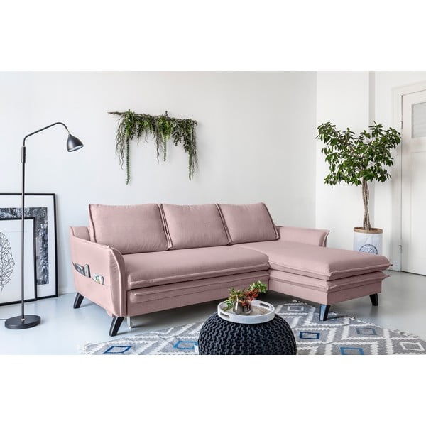 Rožinės spalvos sofa-lova Miuform Charming Charlie, dešinysis kampas-image-3