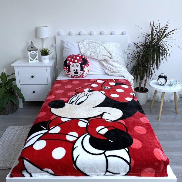 Vaikiškas pledas raudonos spalvos iš mikropliušo 100x150 cm Minnie – Jerry Fabrics-image-2