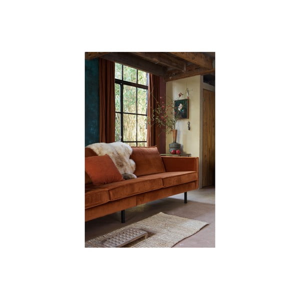 Oranžinės spalvos iš velveto sofa 277 cm Rodeo – WOOOD-image-4
