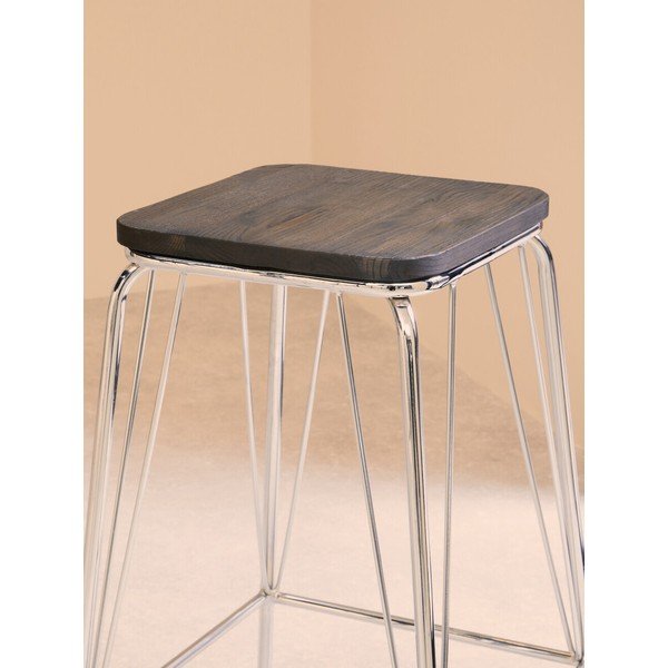 Sidabrinės spalvos/natūralios spalvos iš guobos masyvo taburetė District – Premier Housewares-image-3