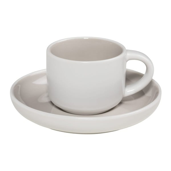 Baltos ir pilko spalvos porcelianinis espreso puodelis su lėkštele Maxwell & Williams Tint, 100 ml