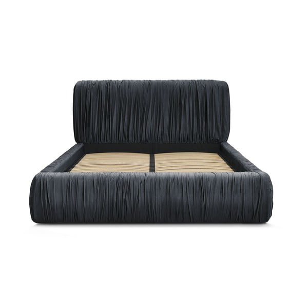 Dvigulė lova šviesiai mėlynos spalvos audiniu dengta su sandėliavimo vieta su lovos grotelėmis 160x200 cm Blair – Bobochic Paris-image-4