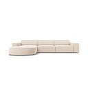 Smėlio spalvos aksominė kampinė sofa (kairysis kampas) Jodie - Micadoni Home