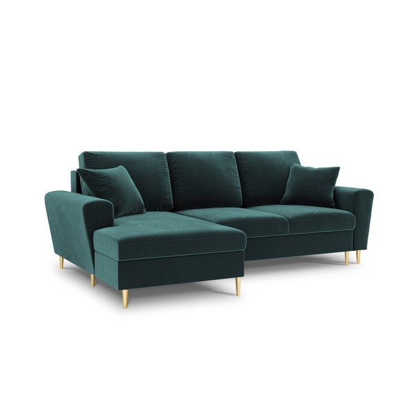 Smaragdinės spalvos iš velveto sulankstoma/su sandėliavimo vieta kampinė sofa (su kairiuoju kampu/su gultu) Kyoto – Cosmopolitan Design-image-1