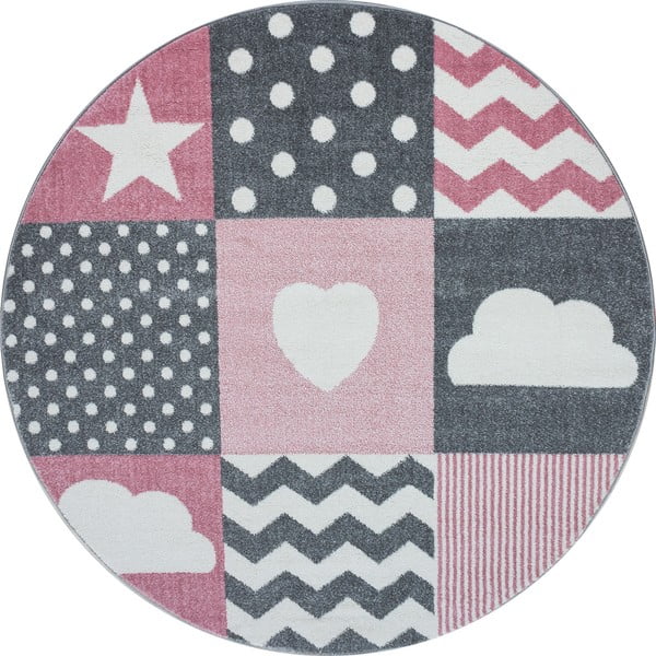 Vaikiškas kilimas rožinės spalvos/pilkos spalvos ø 120 cm Kids – Ayyildiz Carpets
