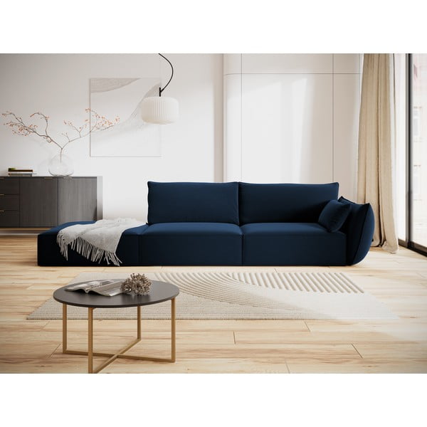 Tamsiai mėlynos spalvos iš velveto sofa su dešiniuoju kampu 264 cm Vanda – Mazzini Sofas-image-1
