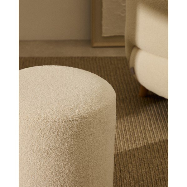 Kreminės spalvos iš boucle pufas Kaeli – Kave Home-image-2