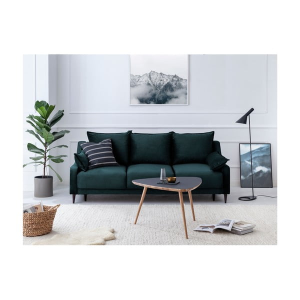 Mėlynai žalia aksominė sofa-lova su patalynės dėže Mazzini Sofas Freesia, 215 cm-image-4