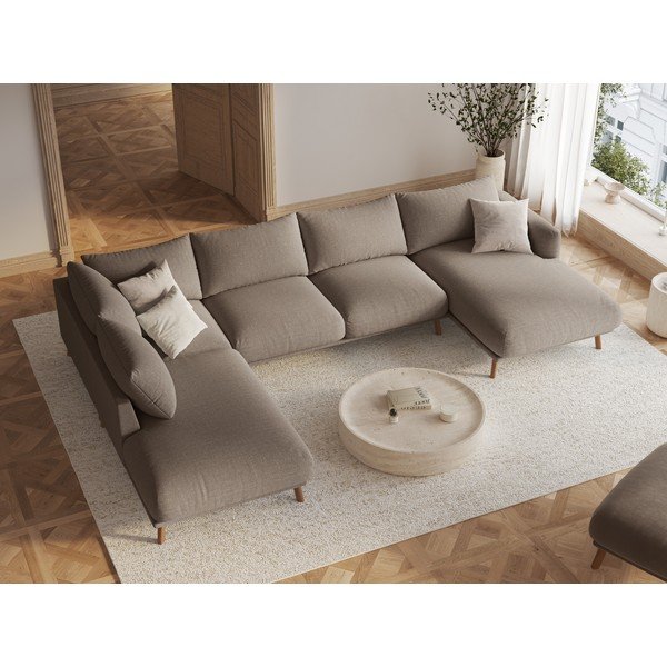 Taupe spalvos kampinė sofa („U“ formos) Naomi – Micadoni -image-1