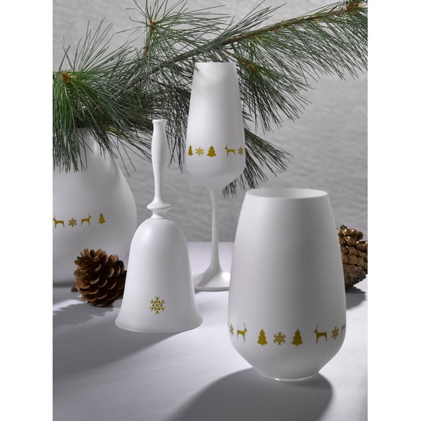 Balto stiklo kalėdinis varpas Crystalex Nordic Vintage, aukštis 7,9 cm-image-1