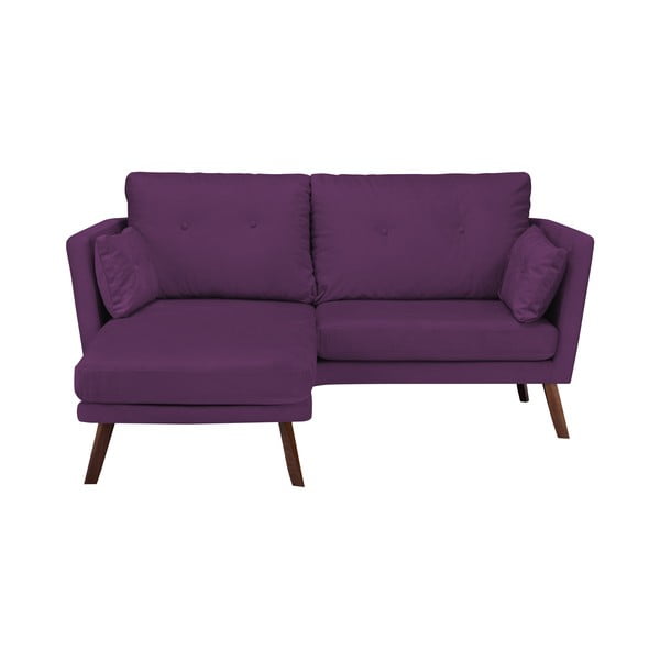 Tamsiai violetinė trijų vietų sofa "Mazzini Sofas Elena", su šezlongu kairiajame kampe