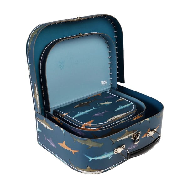 3 vaikiškų lagaminų rinkinys Sharks - Rex London-image-1