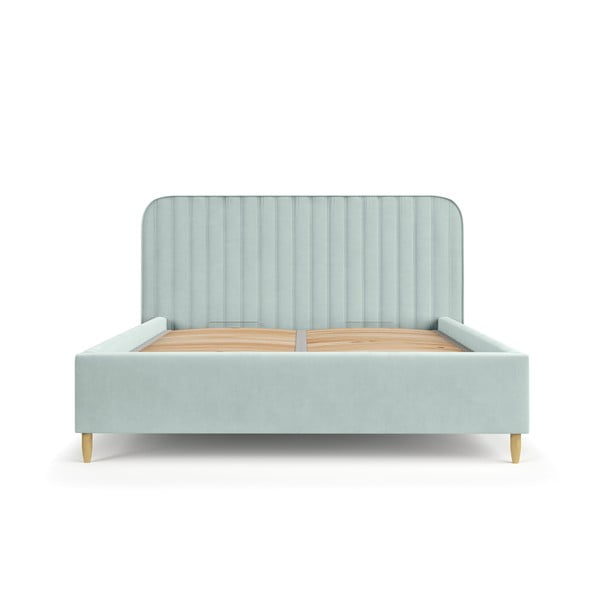 Viengulė lova mėtų spalvos audiniu dengta su sandėliavimo vieta su lovos grotelėmis 120x200 cm Noto – Maison de Rêve-image-2