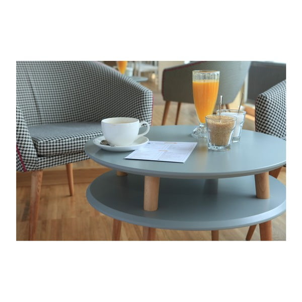 Šviesiai pilkas žurnalinis staliukas su natūraliomis kojomis Ragaba UFO, Ø 70 cm-image-2