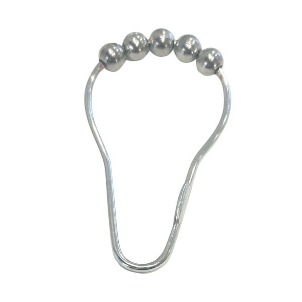 Blizgios sidabrinės spalvos dušo užuolaidų kabliukai 12 vnt. 3,5 cm Anello – Spirella