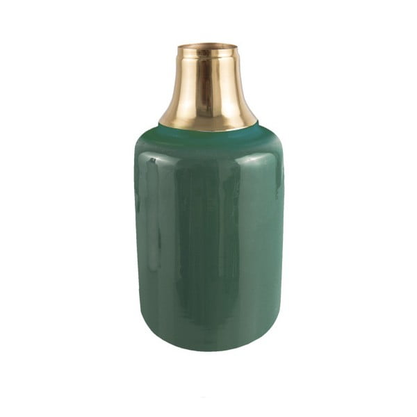 Žalia vaza su aukso detalėmis PT LIVING Shine, aukštis 28 cm