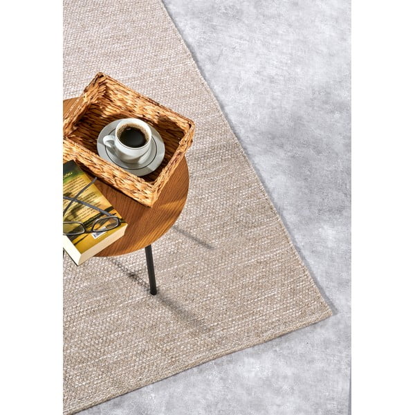 Rankų darbo iš vilnos mišinio kilimas smėlio spalvos 60x90 cm Pradesh Linen White – Elle Decoration-image-2