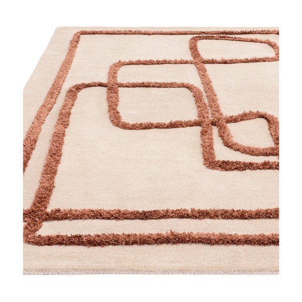 Rankų darbo iš vilnos kilimas raudonos plytų spalvos/kreminės spalvos 160x230 cm Matrix – Asiatic Carpets-image-3