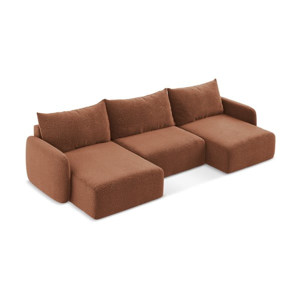 Raudonos plytų spalvos sulankstoma/su sandėliavimo vieta kampinė sofa Kalena – Makamii-image-3