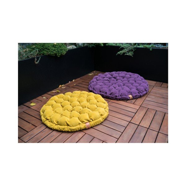 Šviesiai mėlynai pilka sėdimoji pagalvėlė su masažiniais kamuoliukais Linda Vrňáková Bloom, ⌀ 75 cm-image-3