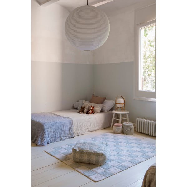 Skalbiamas/rankų darbo iš medvilnės kilimas šviesiai mėlynos spalvos/kreminės spalvos 120x160 cm Kitchen Tiles Blue Sage – Lorena Canals-image-1