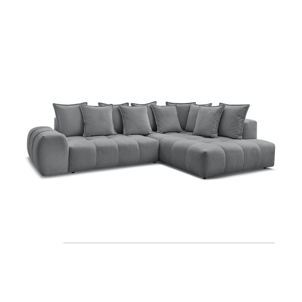 Tamsiai pilkos spalvos iš šenilinio audinio sulankstoma/su sandėliavimo vieta kampinė sofa (su dešiniuoju kampu/„L“ formos) Everest – Bobochic Paris-image-3