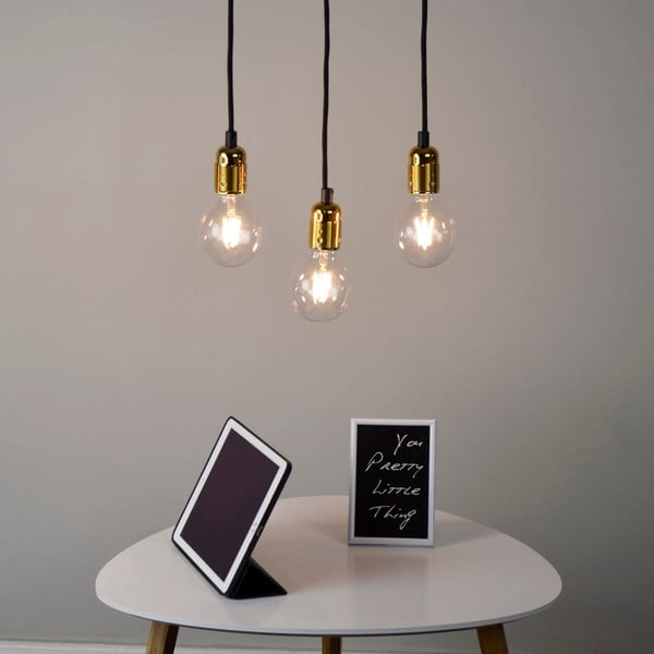 Juodas trijų šakų pakabinamas šviestuvas su aukso spalvos detalėmis Sotto Luce Uno-image-1