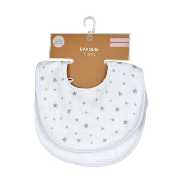 Iš muslino seilinukai vaikams baltos spalvos 2 vnt. – Bébé Douceur-image-3