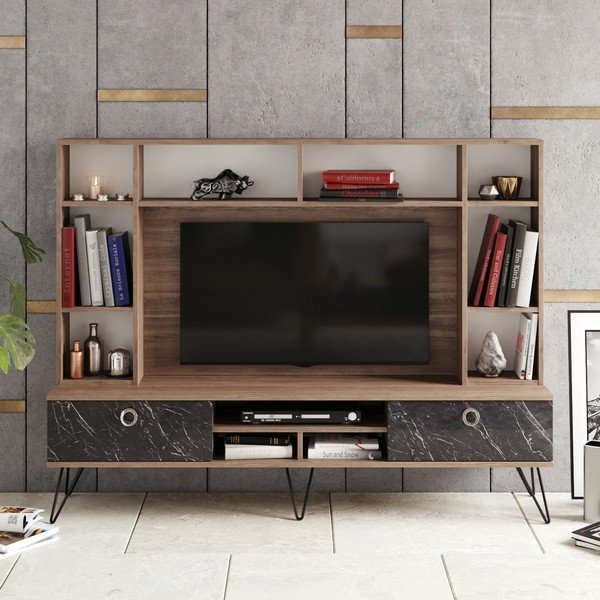 Pilkai rudas riešutmedžio spalvos 180x136 cm televizoriaus komplektas Lorenz - Kalune Design-image-3