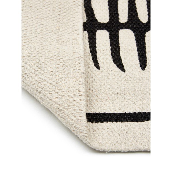 Smėlio ir juodos spalvos rankomis austas medvilninis kilimėlis Westwing Collection Rita, 70 x 140 cm-image-3
