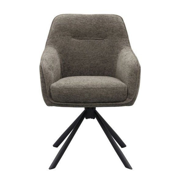 Tamsiai pilkos spalvos iš audinio valgomojo kėdė su porankiais Avola – Unique Furniture-image-1