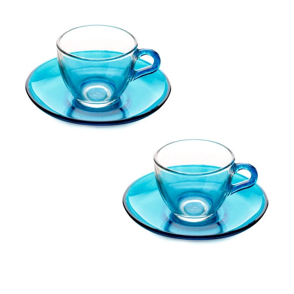 Mažesnis puodelis su lėkštele, 2 vnt., mėlynos spalvos