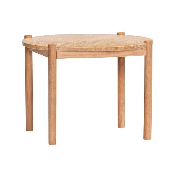 Apvalios formos kavos staliukas natūralios spalvos su akmens stalviršiu ø 60 cm Trava – Hübsch