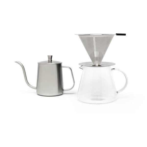 Sidabrinės spalvos iš nerūdijančio plieno filtrinės kavos rinkinys 500 ml Slow Coffee – Leopold Vienna-image-3