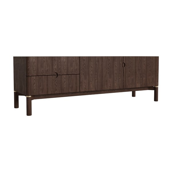 TV spintelė tamsiai rudos spalvos iš ąžuolo 160x55 cm Arun – Unique Furniture