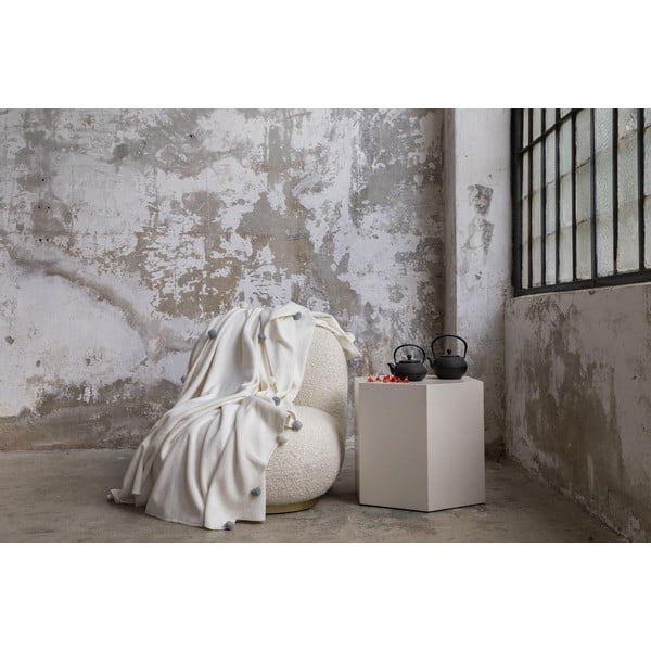 Kreminės spalvos fleece tipo lovatiesė 150x200 cm Pom Pom – Mijolnir-image-2