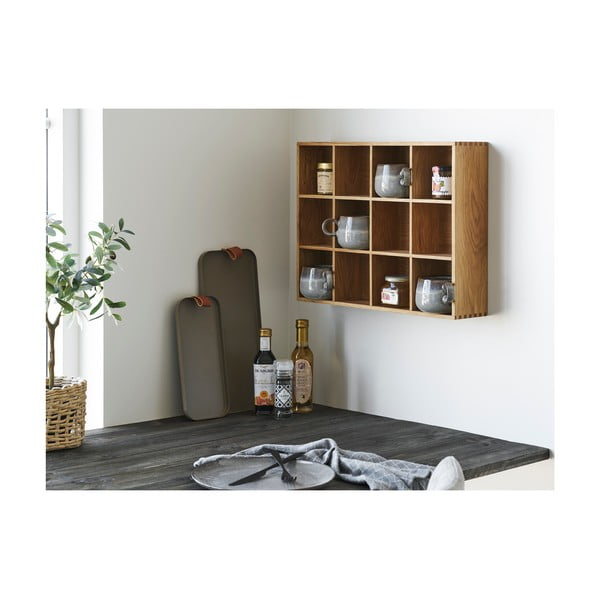Natūralios spalvos kelių aukštų sieninė lentyna iš ąžuolo 11 cm Soria – House Nordic-image-1