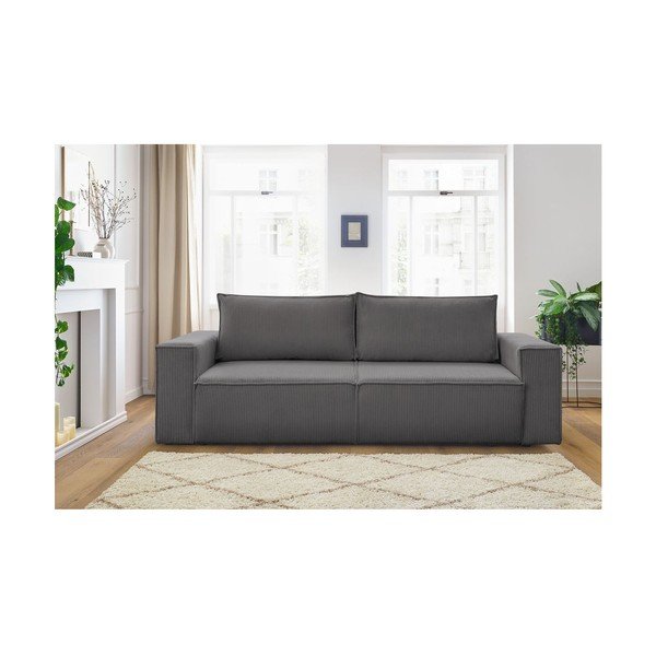 Sulankstoma sofa tamsiai pilkos spalvos iš kordinio velveto 245 cm Nihad – Bobochic Paris-image-1