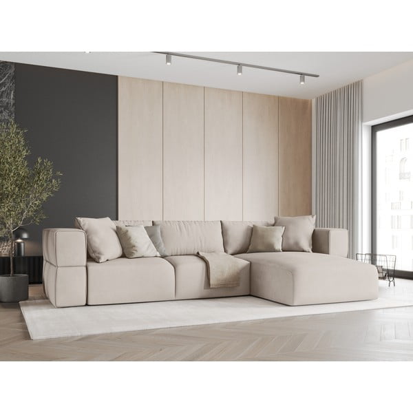 Kampinė sofa smėlio spalvos (su dešiniuoju kampu) Esther – Milo Casa-image-1