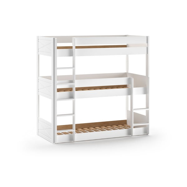 Dviauktė iš pušies masyvo vaikiška lova baltos spalvos 90x200 cm Scott – Vipack