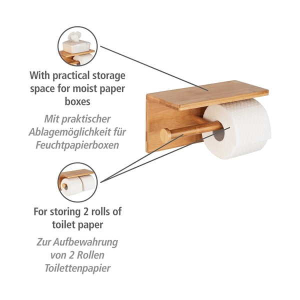 Sieninis bambuko tualetinio popieriaus laikiklis Duo Bambusa - Wenko-image-3
